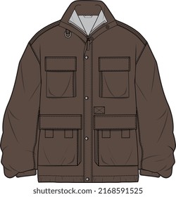 MEN AND BOYS WEAR FIELD JACKET WITH FOUR POCKET VECTOR