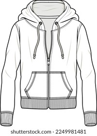 MEN AND BOYS WEAR HOODIE FASHION FLAT DESIGN VECTOR SKETCH