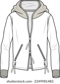 MEN AND BOYS WEAR HOODIE FASHION FLAT DESIGN VECTOR SKETCH