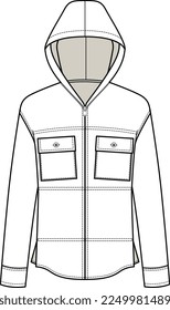 MEN AND BOYS WEAR HOODIE FASHION FLAT DESIGN VECTOR SKETCH