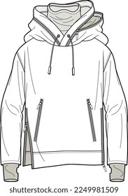 MEN AND BOYS WEAR HOODIE FASHION FLAT DESIGN VECTOR SKETCH