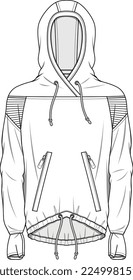 MEN AND BOYS WEAR HOODIE FASHION FLAT DESIGN VECTOR SKETCH