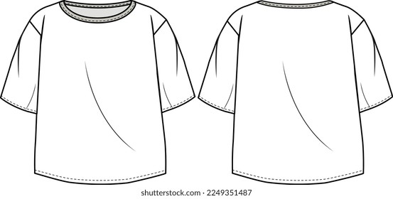 MEN AND BOYS WEAR OVERSIZE T SHIRT FRONT AND BACK FASHION FLAT DESIGN VECTOR