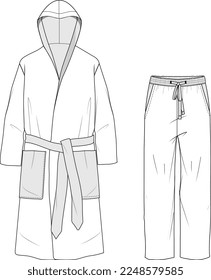 MEN AND BOYS WEAR ROBE COAT AND JOGGER SET VECTOR