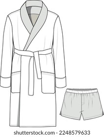 MEN AND BOYS WEAR ROBE COAT AND SHORT SET VECTOR