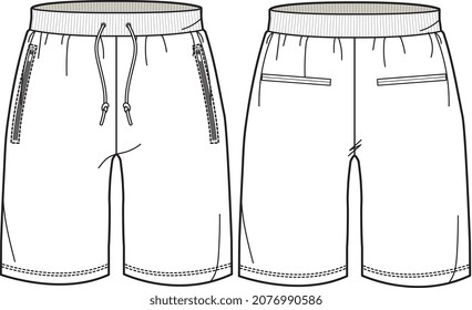 MEN AND BOYS WEAR SHORTS WITH ZIP POCKET AND REAR WELT POCKET