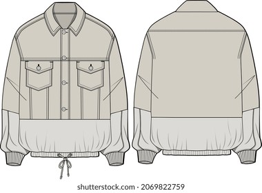 MEN AND BOYS WEAR SWEAT TOPS AND JACKETS FLAT SKETCH VECTOR