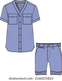 MEN AND BOYS WEAR T SHIRT AND SHORT PAJAMA SET VECTOR ILLUSTRATION