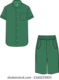 MEN AND BOYS WEAR T SHIRT AND SHORT PAJAMA SET VECTOR ILLUSTRATION