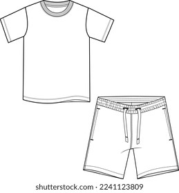 MEN AND BOYS WEAR TEE AND PAJAM SET NIGHT WEAR FLAT DESIGN VECTOR