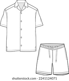 MEN AND BOYS WEAR TEE AND PAJAM SET NIGHT WEAR FLAT DESIGN VECTOR