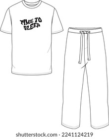 MEN AND BOYS WEAR TEE AND PAJAM SET NIGHT WEAR FLAT DESIGN VECTOR