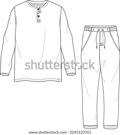 MEN AND BOYS WEAR TEE AND PAJAM SET NIGHT WEAR FLAT DESIGN VECTOR