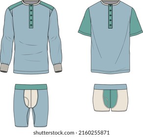 MEN AND BOYS WEAR TEE AND SHORTS UNDERWEAR SET VECTOR