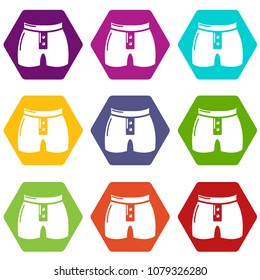 Men brief fashion icons 9 set coloful isolated on white for web