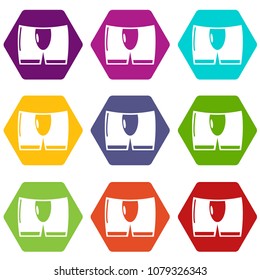 Men brief icons 9 set coloful isolated on white for web