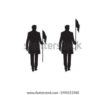 men bring a flag silhouette vector