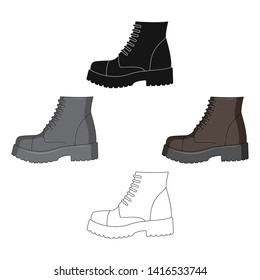 Men brown shoes with thick soles. Shoes for nonconformists.Different shoes single icon in cartoon,black style vector symbol stock illustration.