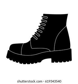 Men brown shoes with thick soles. Shoes for nonconformists.Different shoes single icon in black style vector symbol stock illustration.