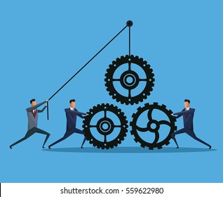 men business cooperation gears team work