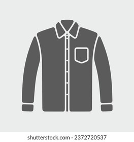 Men business shirt solid icon on a background. Black symbol sign. Editable stroke. Vector illustration.