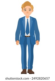 men business suit flat style vector illustration isolated on white background