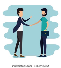 men business teamwork information with briefcase