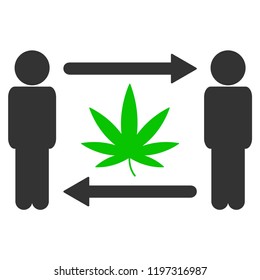 Men cannabis exchange vector pictogram. Illustration style is flat iconic symbol with grey elements.