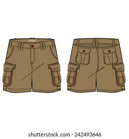 Men Cargo Shorts Vector Template