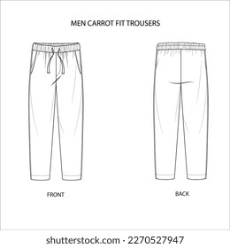 Men Carrot Fit Trouser Technical SKetch