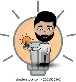 Personajes de dibujos animados con idea. adecuado para libros para niños, camisetas para niños, ilustración de ideas, etc. Vector de plantilla de diseño