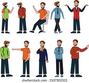 Men cartoon in different position 