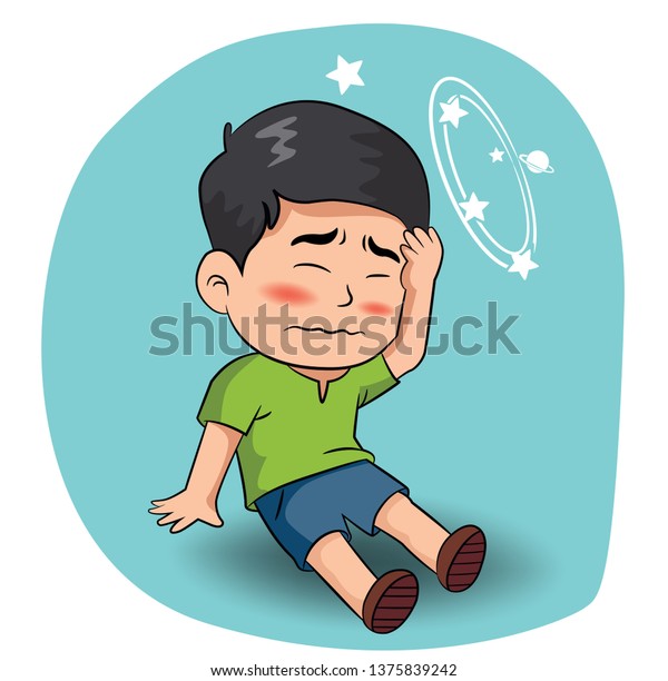 Cartoon Sick Man In Bed And Element Set