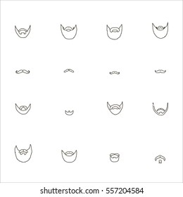 Men cartoon hairstyles with beards and mustache pictograms. Vector illustration  isolated hipsters  background.