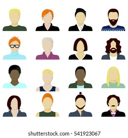 men cartoon portraits set