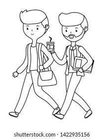 Men cartoon walking design vector illustrator