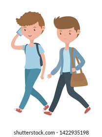 Men cartoon walking design vector illustrator