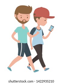 Men cartoon walking design vector illustrator