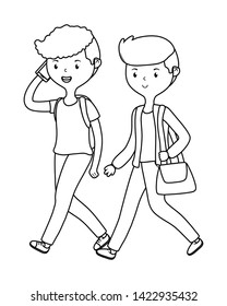 Men cartoon walking design vector illustrator