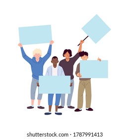 men cartoons holding banners boards design, Manifestation protest and demonstration theme Vector illustration