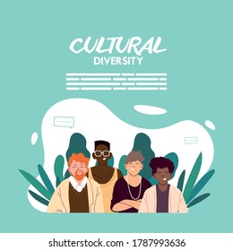 Men cartoons with leaves design, Cultural and friendship diversity theme Vector illustration