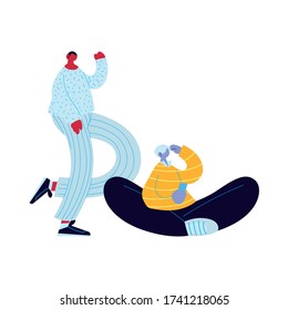 Men cartoons with smartphone chatting design, Message chat and communication theme Vector illustration