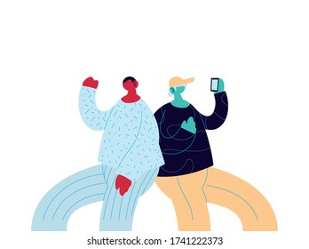 Men cartoons with smartphone chatting design, Message chat and communication theme Vector illustration