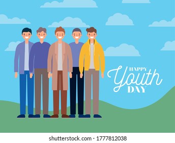 men cartoons smiling of happy youth day design, Young holiday and friendship theme Vector illustration