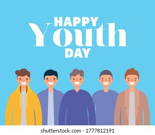 men cartoons smiling of happy youth day design, Young holiday and friendship theme Vector illustration