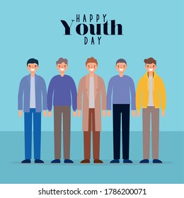 men cartoons smiling of happy youth day design, Young holiday and friendship theme Vector illustration