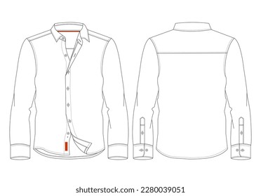 
men casual shirt illustration technical front back