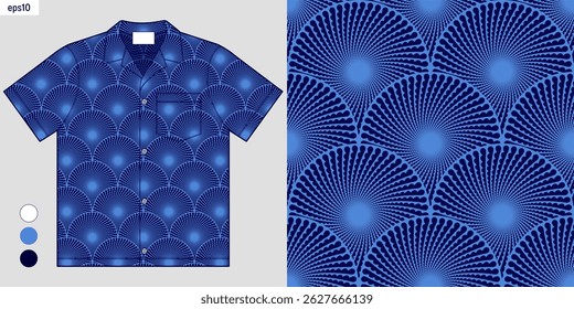 Homens casuais viagem e lazer camisa com um padrão havaiano sem costura. Tendência da moda de verão, perfeito para roupas de praia. maquete vetorial para impressões de roupas. arte vetorial, não gerado por IA.