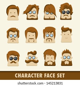 Men character icon set. Vector illustration