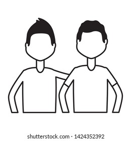 men characters portrait on white background vector illustration